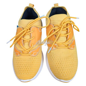 Vessi Everyday Move Womens 8 Honey Yellow White Waterproof Knit Lace Up Sneaker